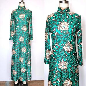 Vintage LIONS Dress Novelty Print Maxi Dress by Miss Magnin at I Magnin XS